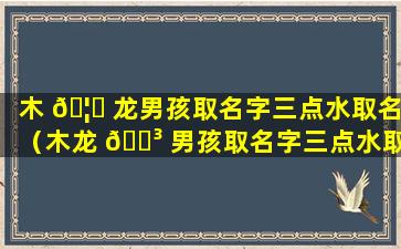 木 🦁 龙男孩取名字三点水取名（木龙 🐳 男孩取名字三点水取名可以吗）